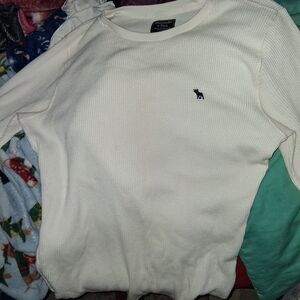Abercrombie & Fitch Men's Cream Crewneck Sweater